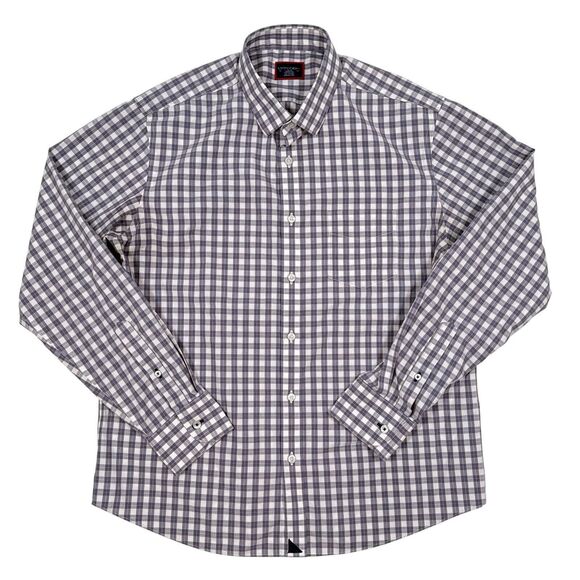 UNTUCKit‎ Shirt Size Large Gray Pink Plaid Long Sleeve Button Up Stretch Career - Picture 1 of 11